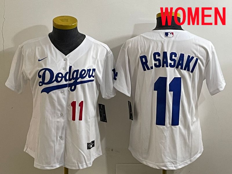 Women Los Angeles Dodgers #11 R.Sasaki White Game 2025 Nike MLB Jersey style 3->women mlb jersey->Women Jersey